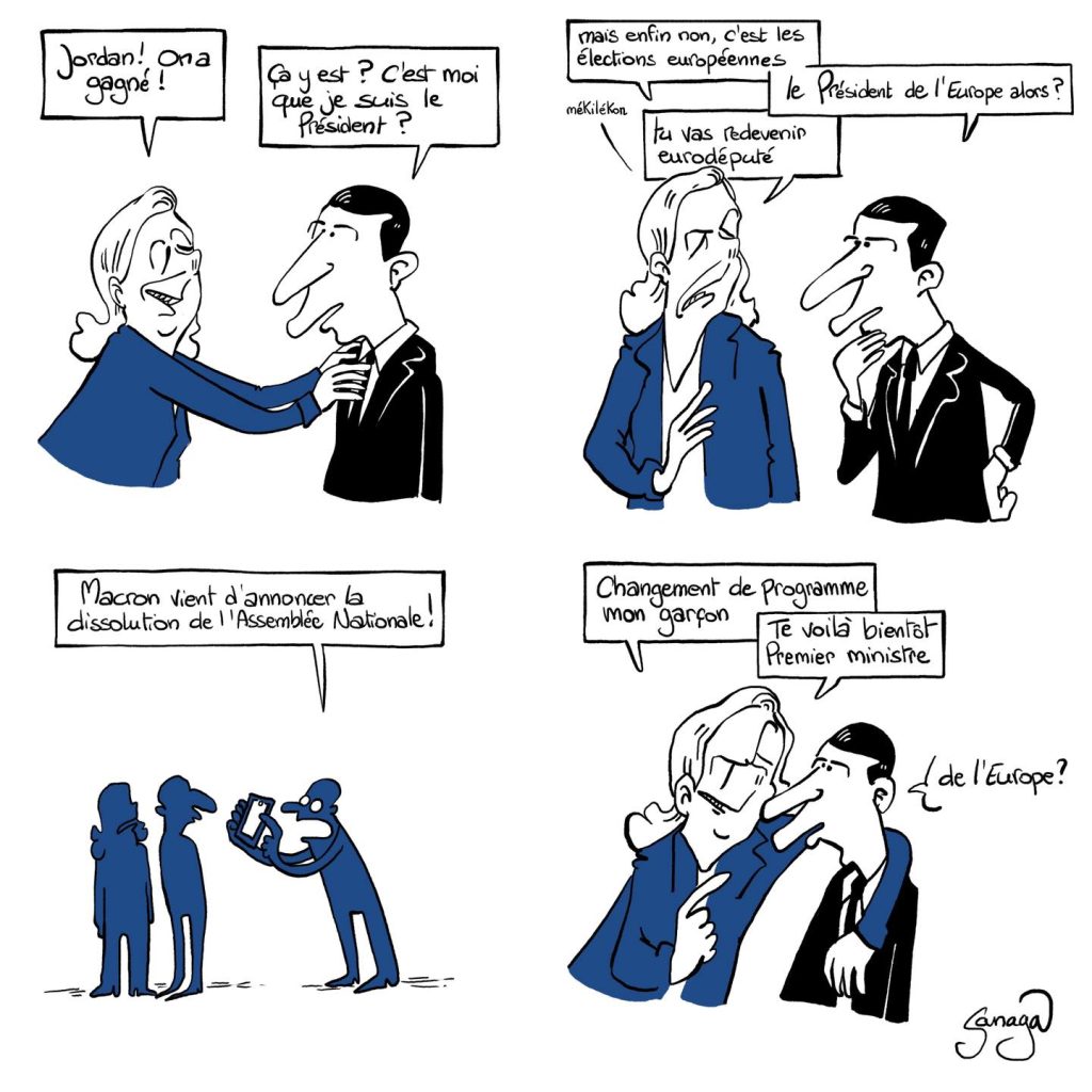 dessin presse humour victoire Jordan Bardella image drôle élections européennes