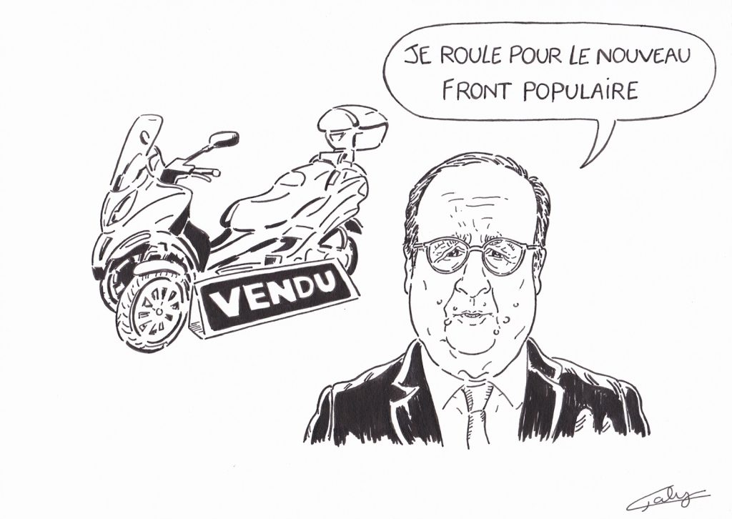 dessin presse humour retour François Hollande image drôle Nouveau Front Populaire