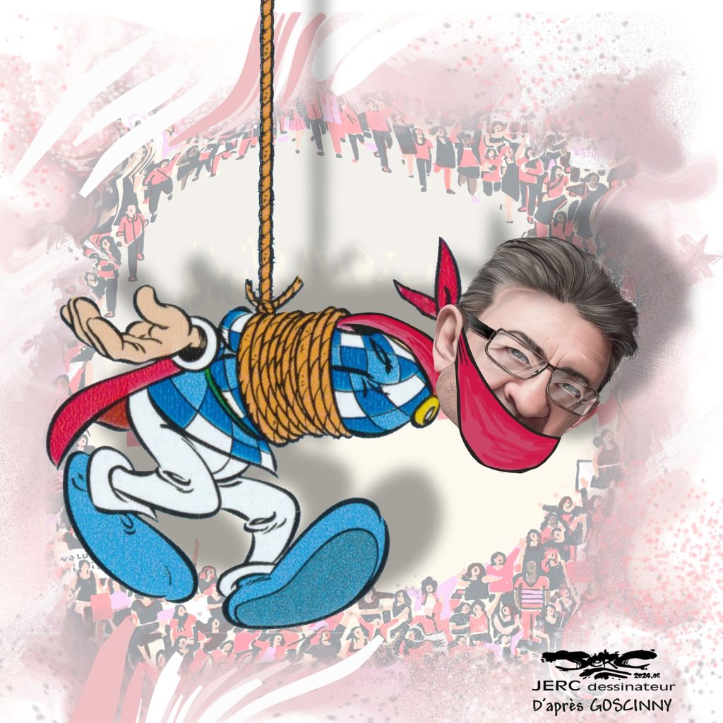 dessin presse humour Jean-Luc Mélenchon image drôle Nouveau Front Populaire