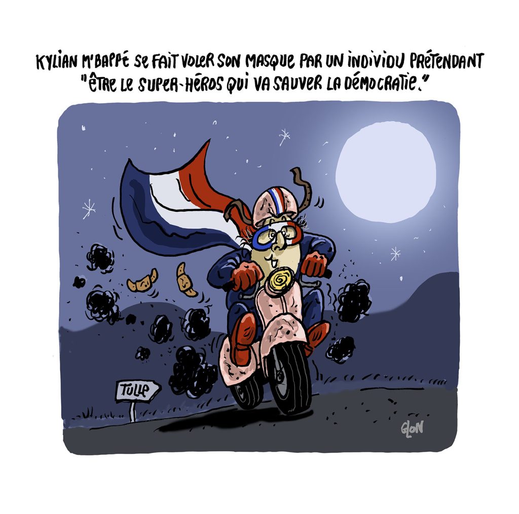 dessin presse humour élections législatives François Hollande image drôle masque Kylian MBappé