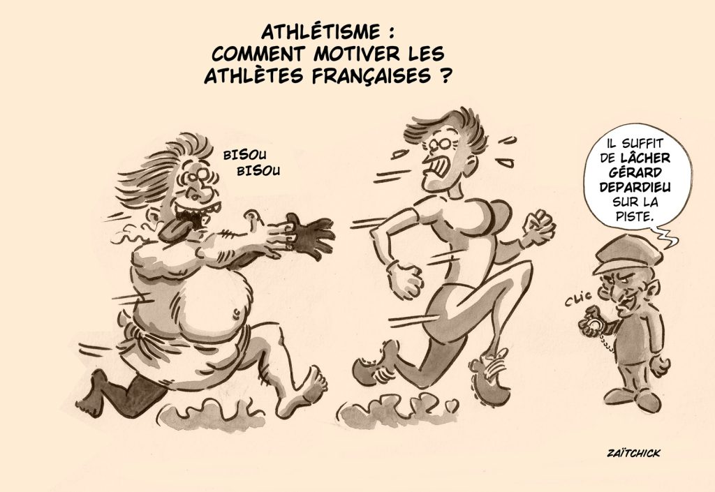 dessin presse humour Gérard Depardieu image drôle motivation athlètes françaises