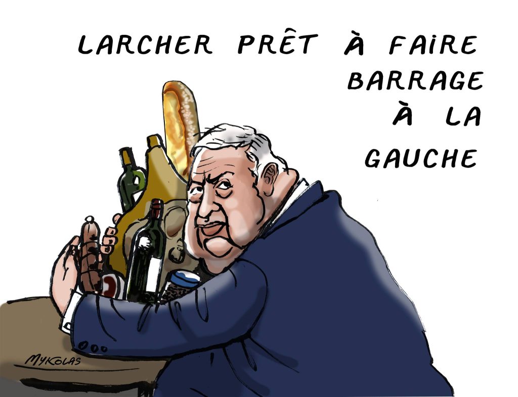 dessin presse humour Gérard Larcher image drôle barrage gauche