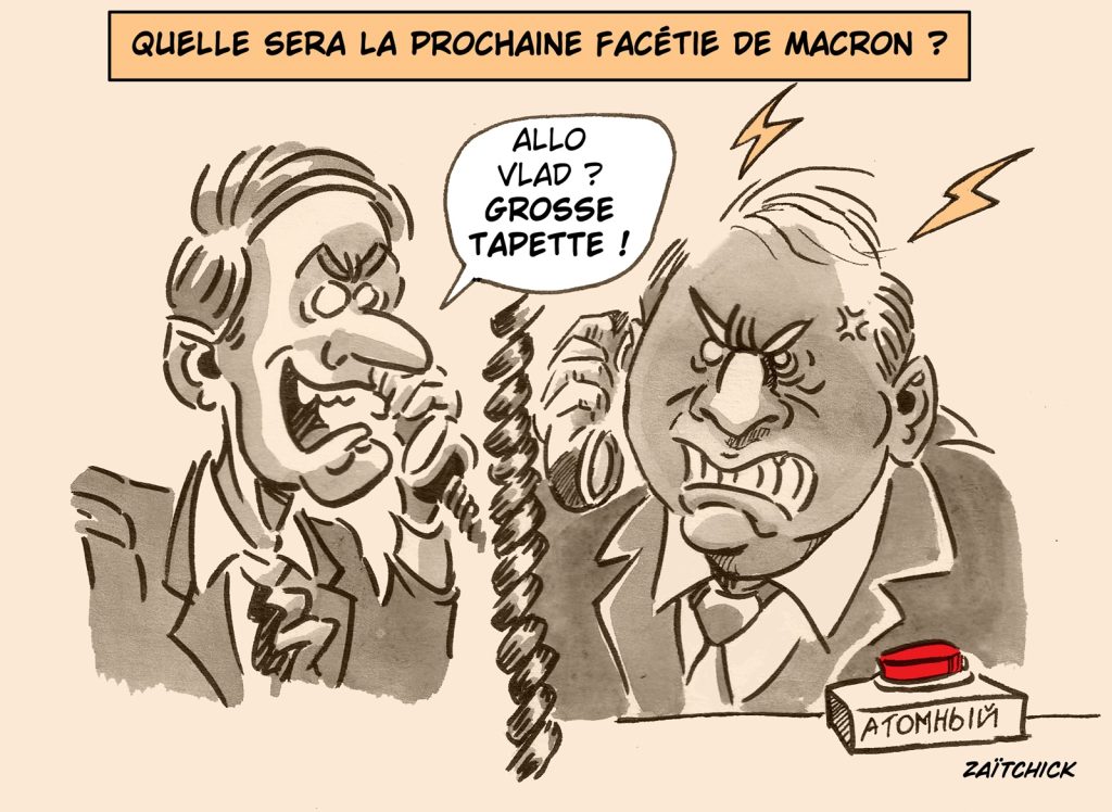 dessin presse humour facétie Emmanuel Macron image drôle Vladimir Poutine