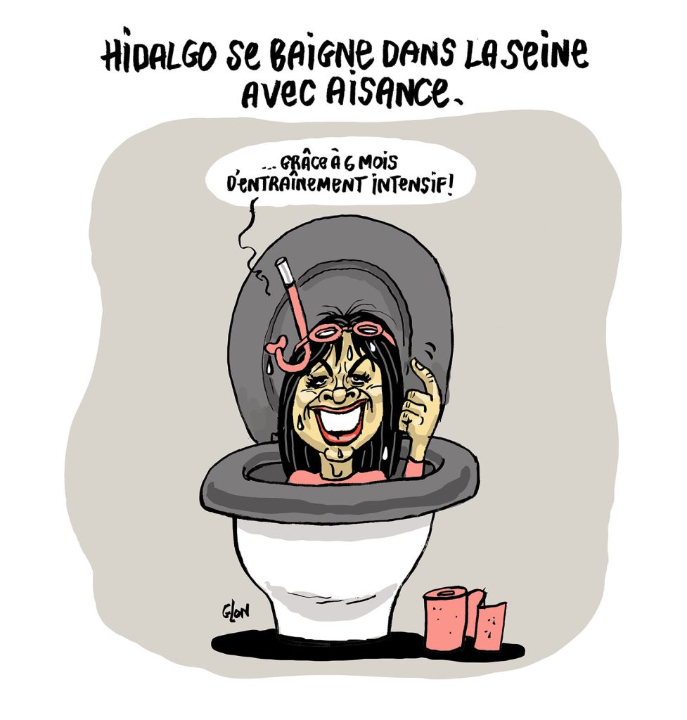 dessin presse humour Anne Hidalgo image drôle baignade Seine