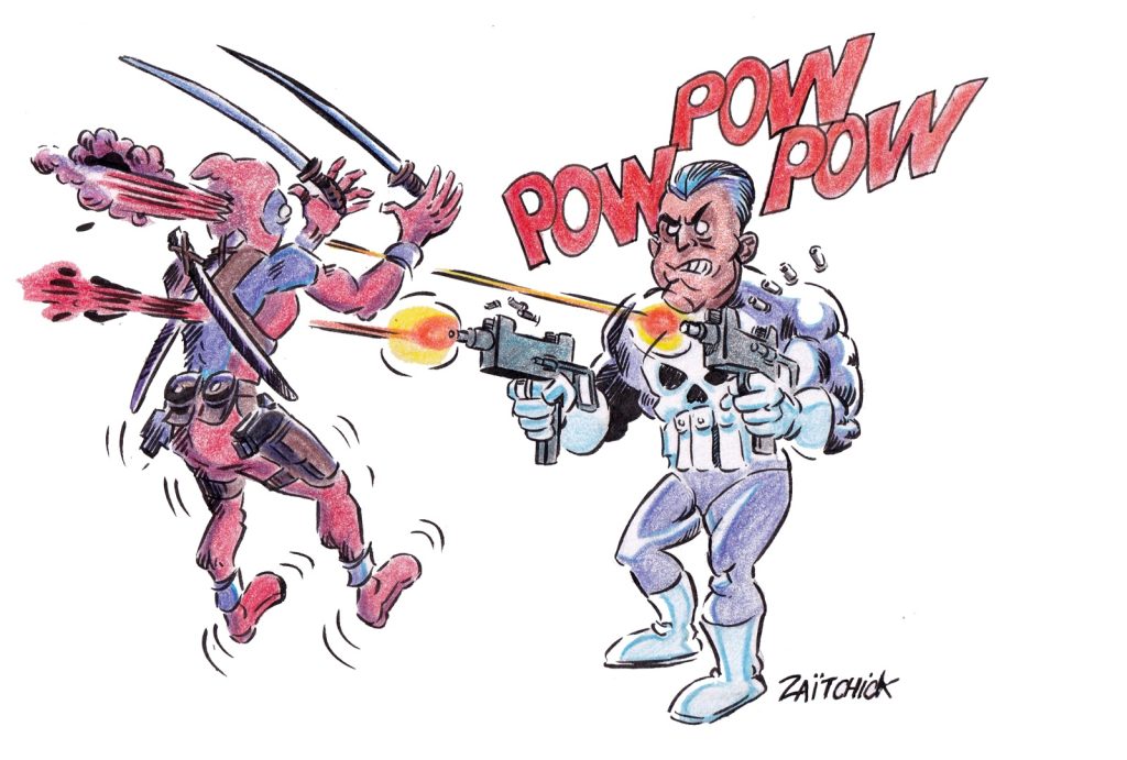 dessin presse humour Deadpool image drôle Punisher