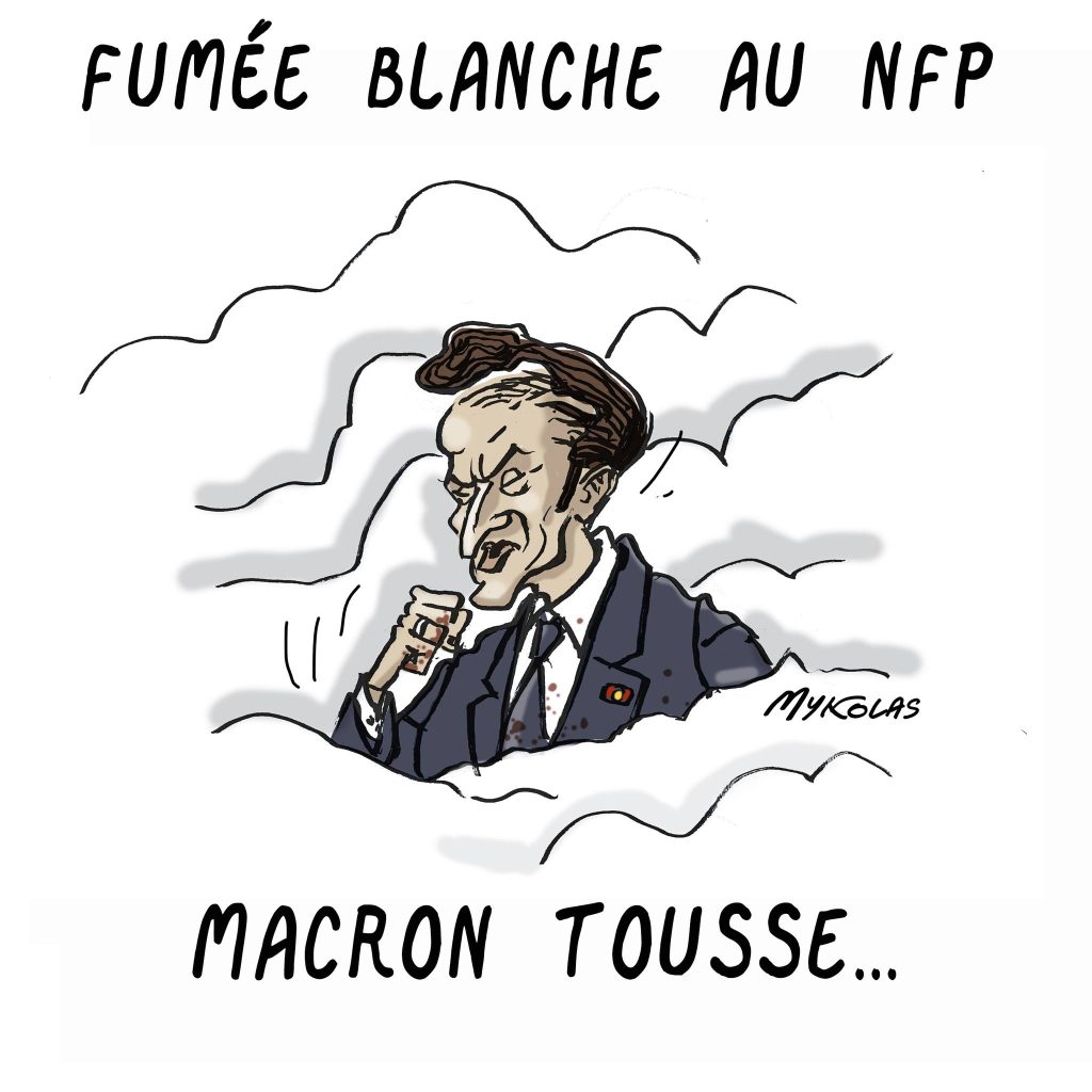 dessin presse humour Emmanuel Macron image drôle proposition Lucie Castets NFP