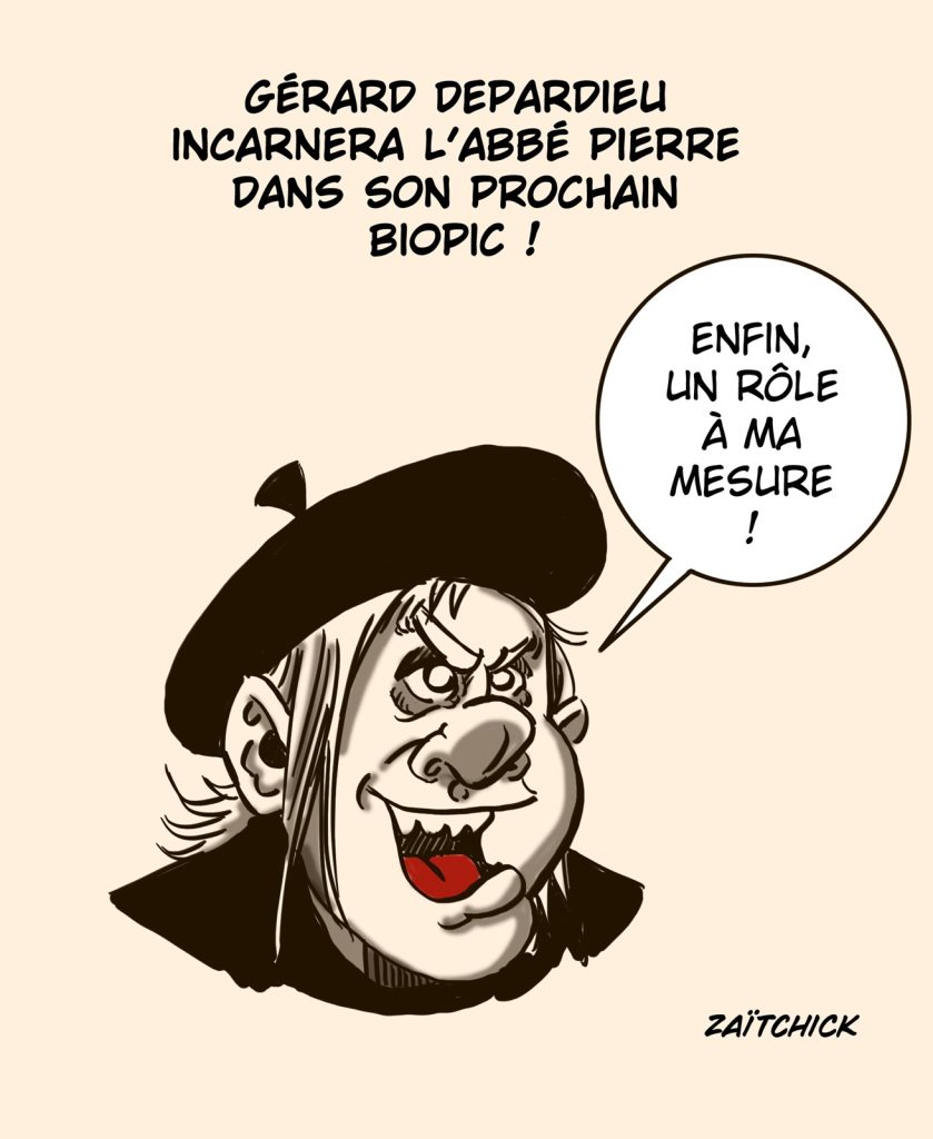 dessin presse humour accusation agression sexuelle image drôle Abbé Pierre Gérard Depardieu