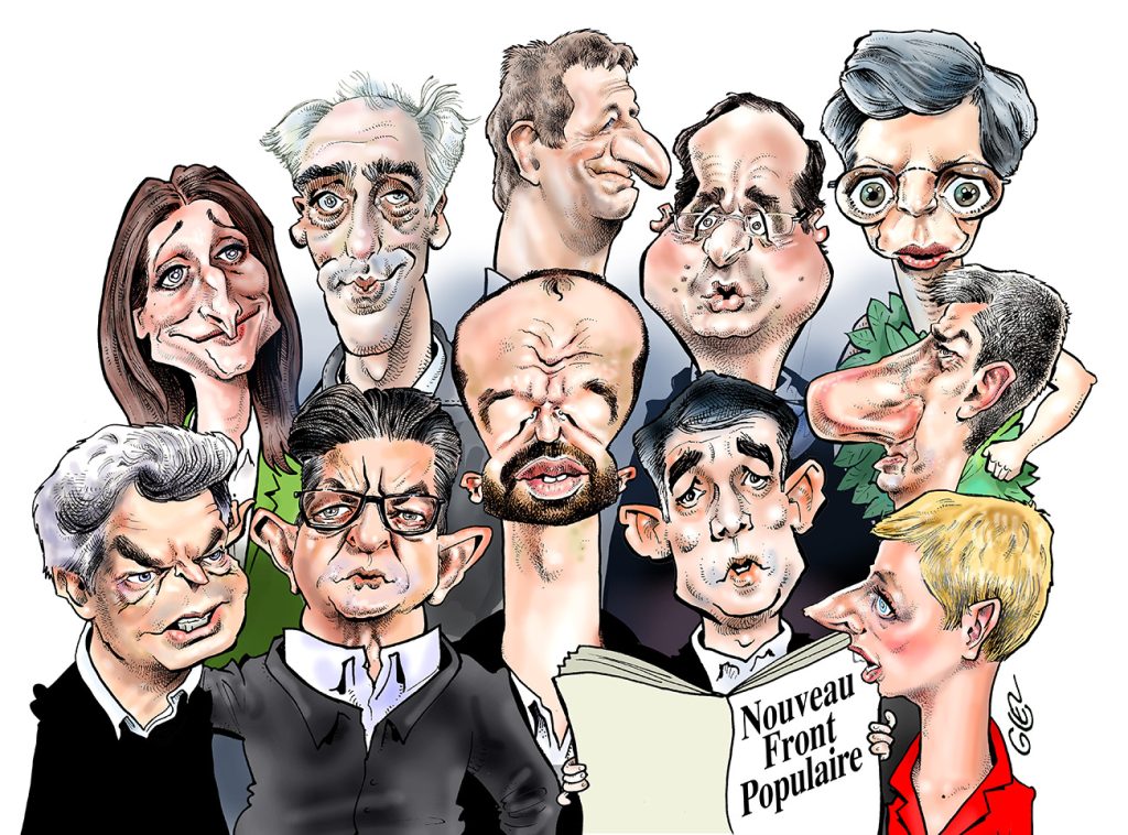 dessin presse humour Nouveau Front Populaire image drôle composition