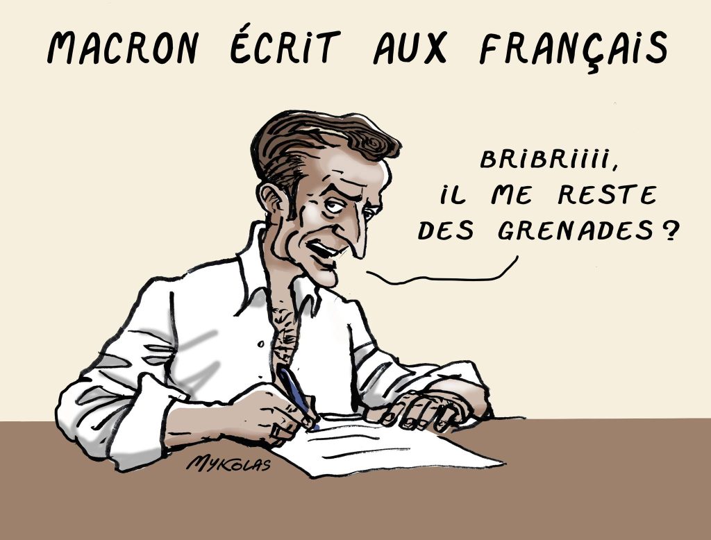 dessin presse humour lettre Français image drôle Emmanuel Macron