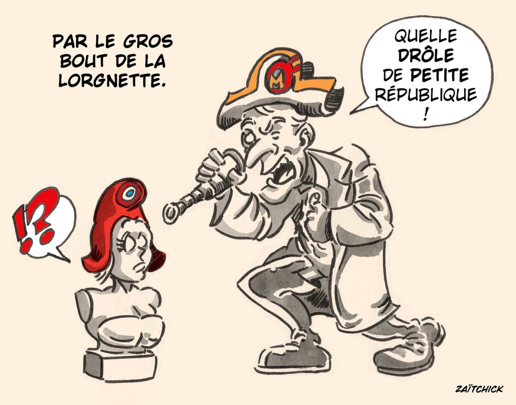 dessin presse humour Emmanuel Macron image drôle Macronisme Bonapartisme
