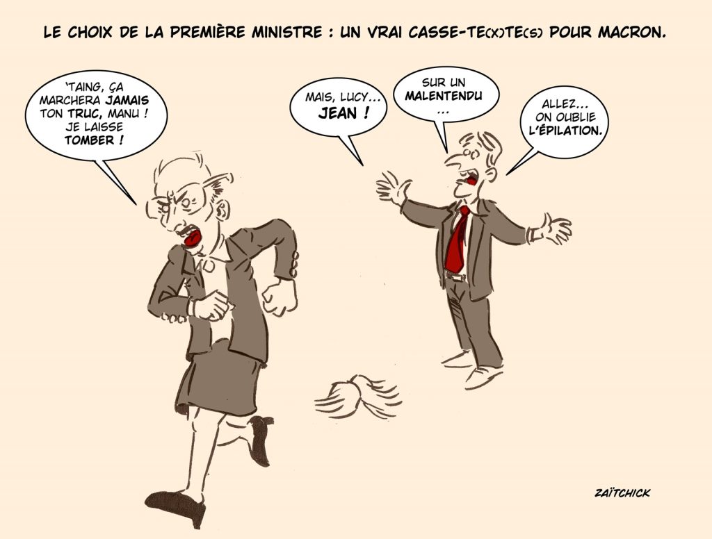 dessin presse humour Emmanuel Macron image drôle Jean Castex choix premier ministre