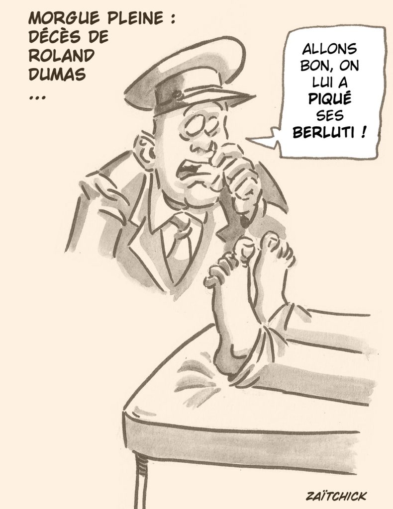 dessin presse humour décès Roland Dumas image drôle chaussures Berluti