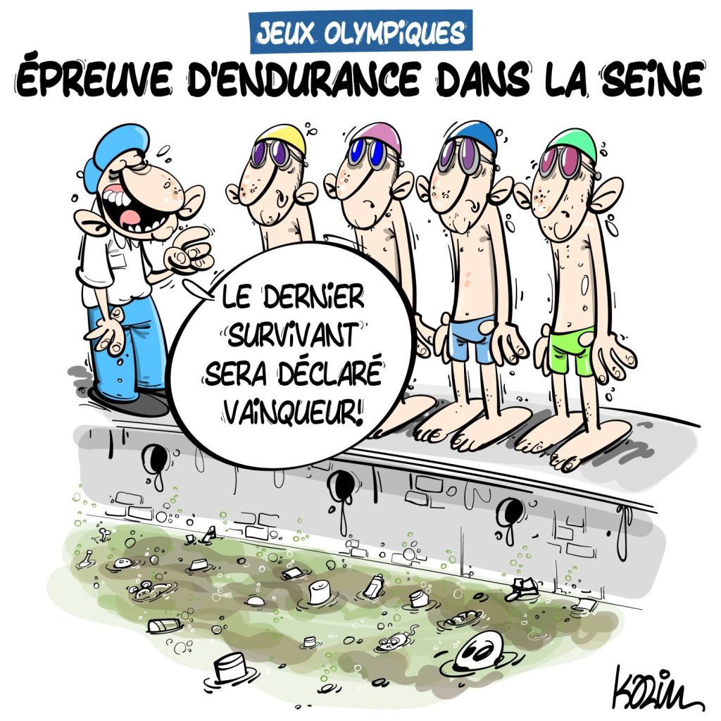 dessin presse humour Jeux Olympiques image drôle épreuve natation Seine