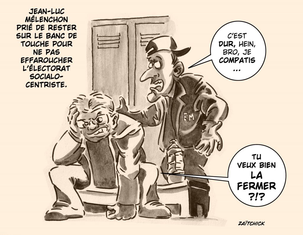 dessin presse humour législatives anticipées image drôle Jean-Luc Mélenchon Emmanuel Macron