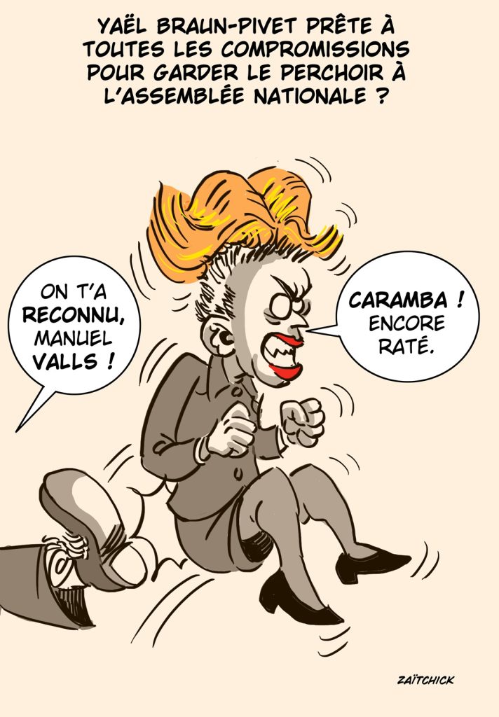 dessin presse humour perchoir Assemblée Nationale image drôle Yaël Braun-Pivet