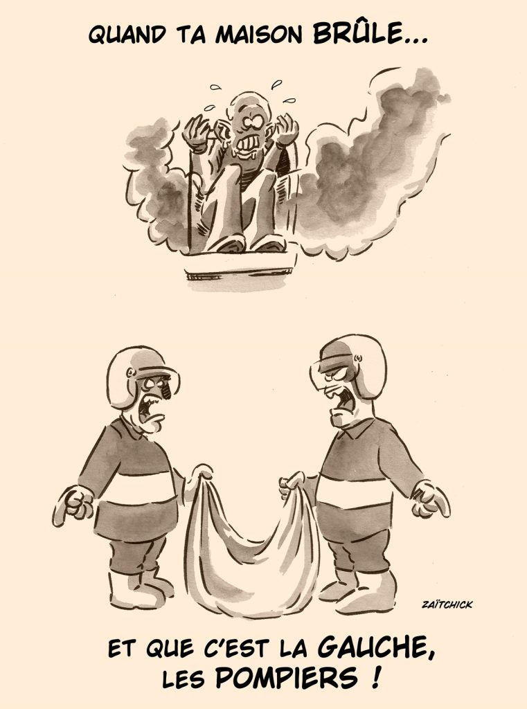 dessin presse humour gauche législatives image drôle pompiers incendie