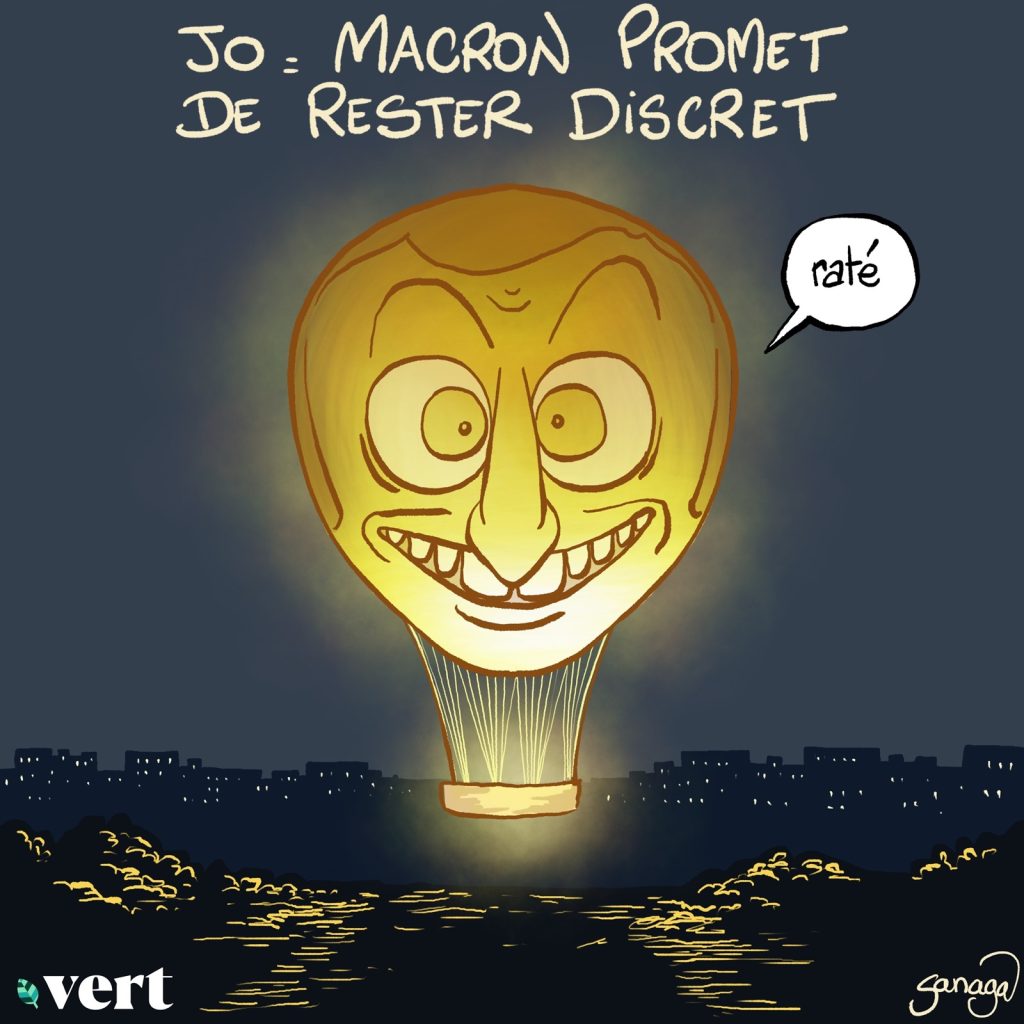 dessin presse humour Emmanuel Macron image drôle flamme olympique