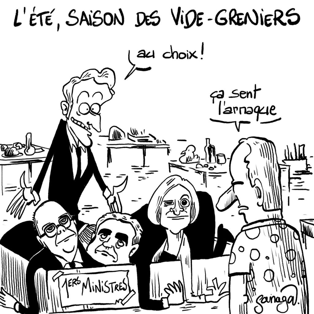 dessin presse humour Emmanuel Macron image drôle vide-greniers