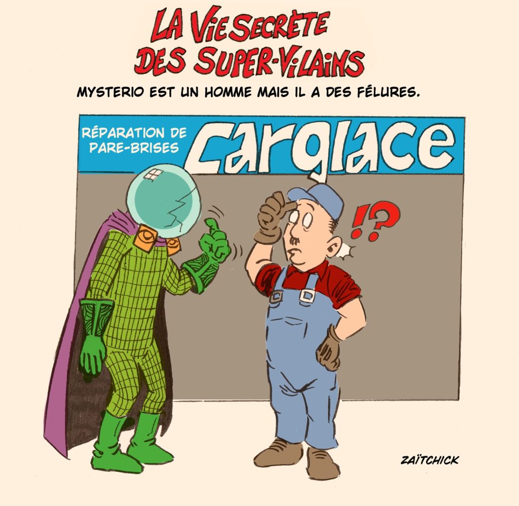 dessin presse humour super-vilains image drôle Mysterio