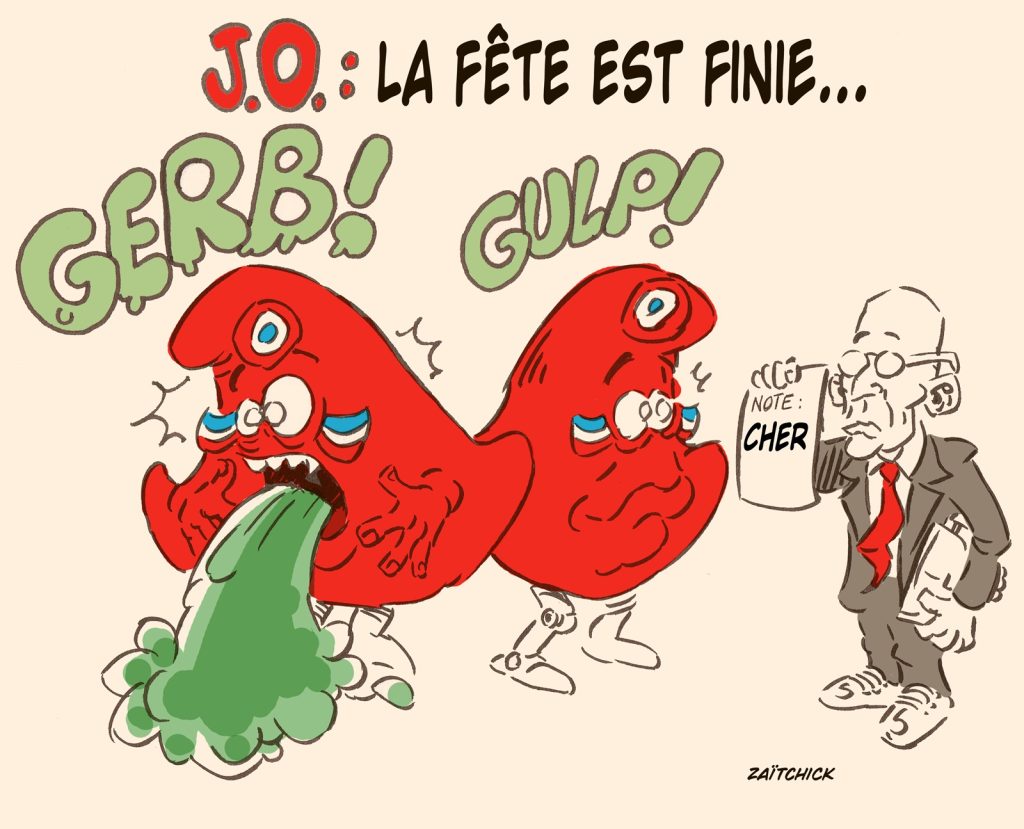 dessin presse humour Phryges lendemain fête image drôle cérémonie de clôture Jeux Olympiques