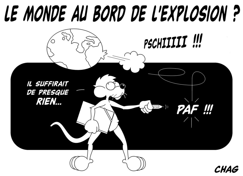 dessin humoristique monde bord image drôle explosion