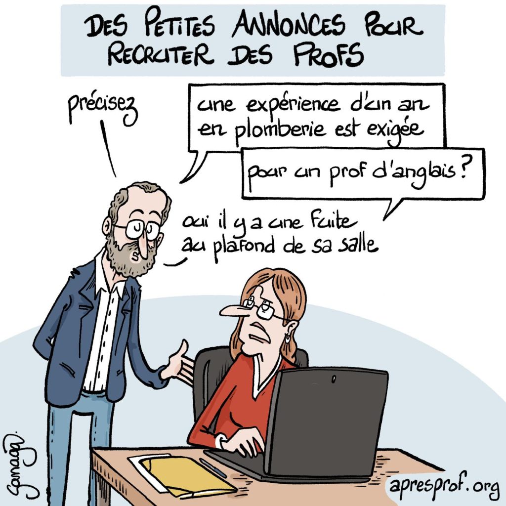 dessin presse humour petites annonces image drôle recrutement professeurs