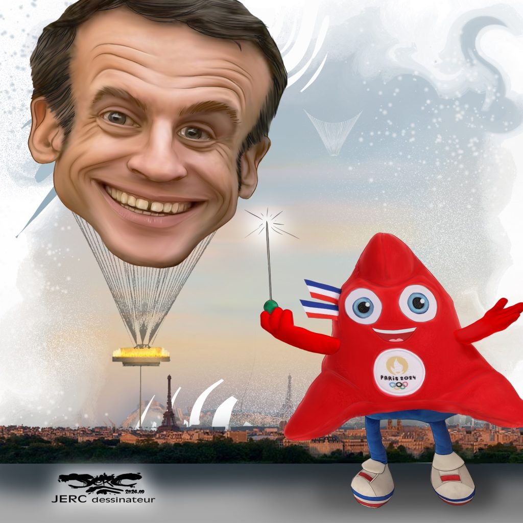 dessin presse humour Emmanuel Macron image drôle trêve olympique