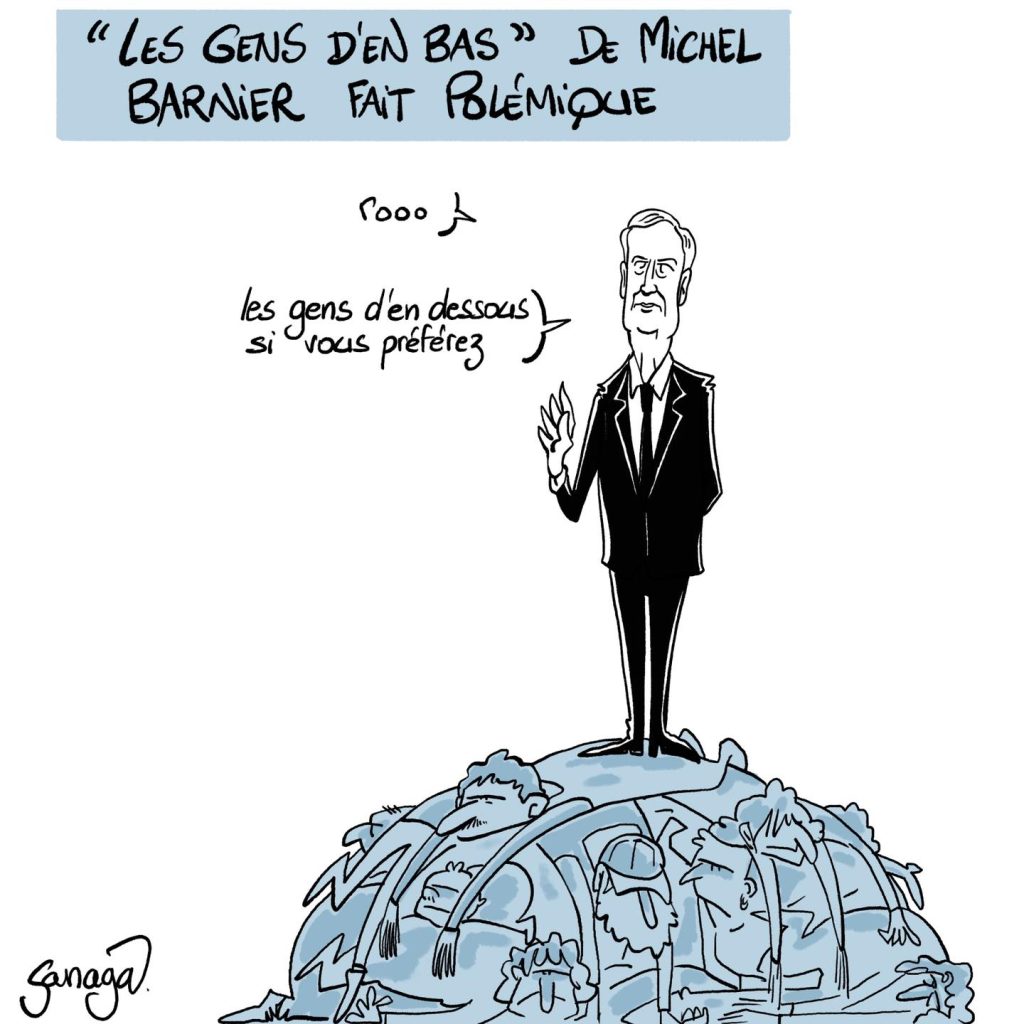 dessin presse humour Michel Barnier image drôle gens d’en bas