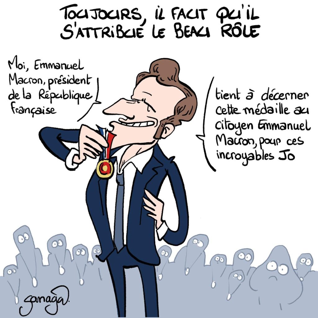 dessin presse humour Emmanuel Macron image drôle Jeux Olympiques