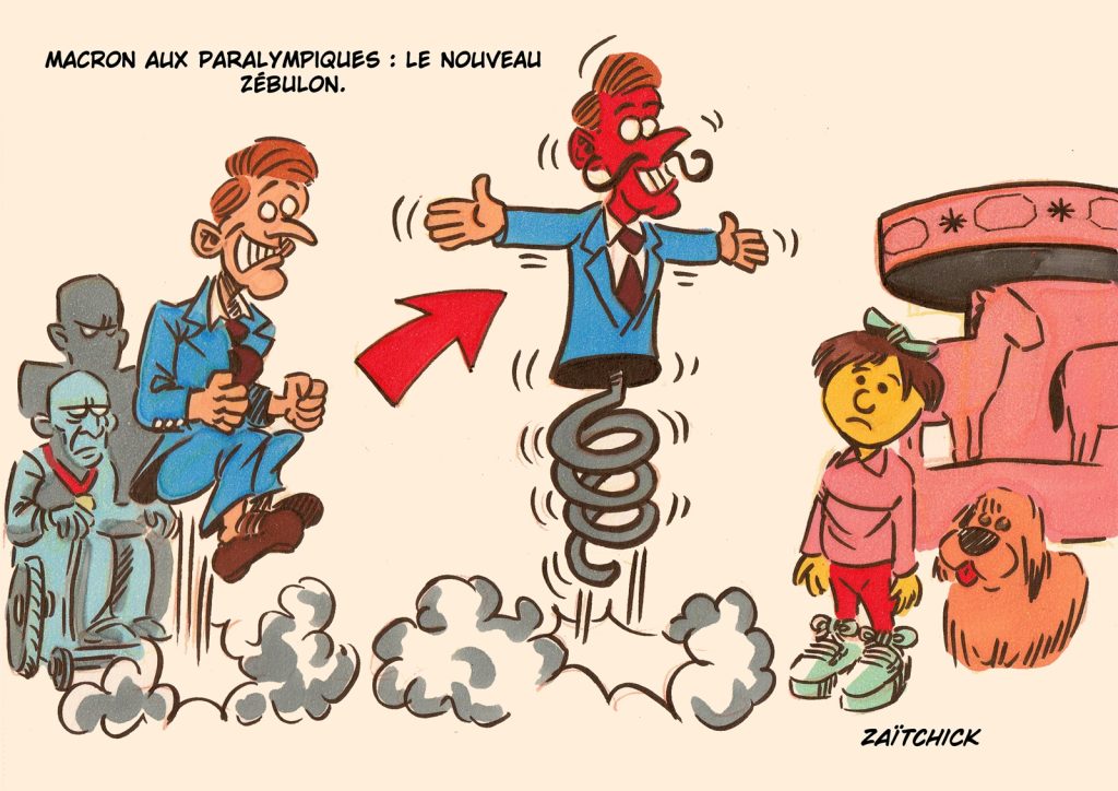 dessin presse humour Emmanuel Macron image drôle jeux paralympiques