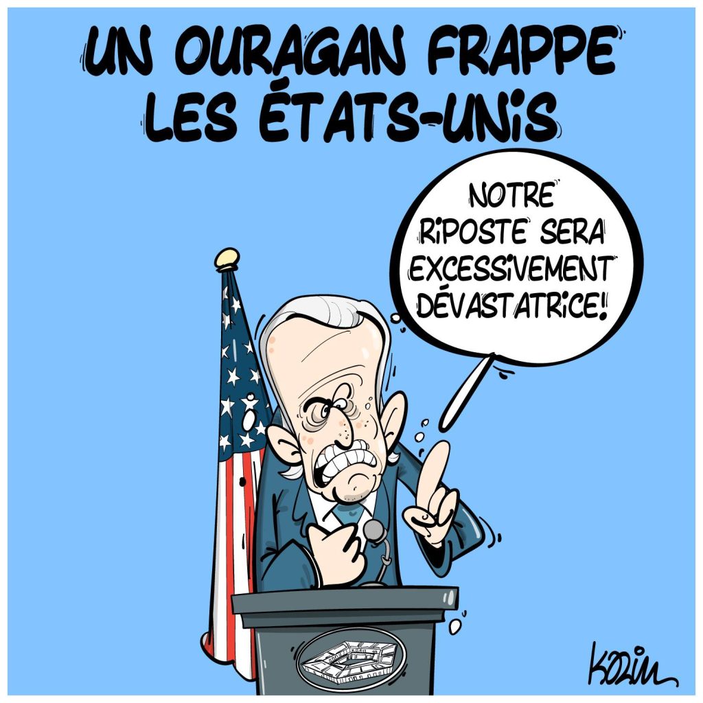 dessin presse humour États-Unis image drôle Joe Biden ouragan Milton