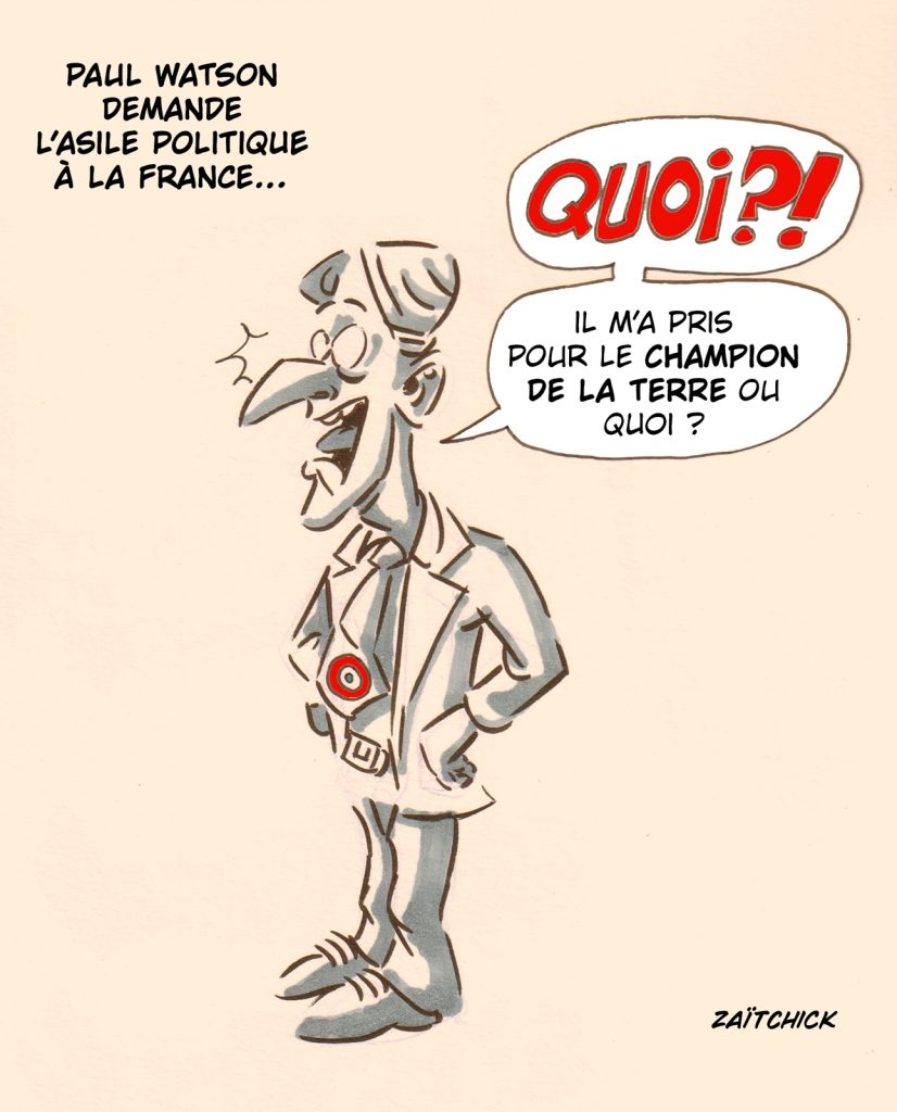 dessin presse humour asile politique France image drôle Paul Watson