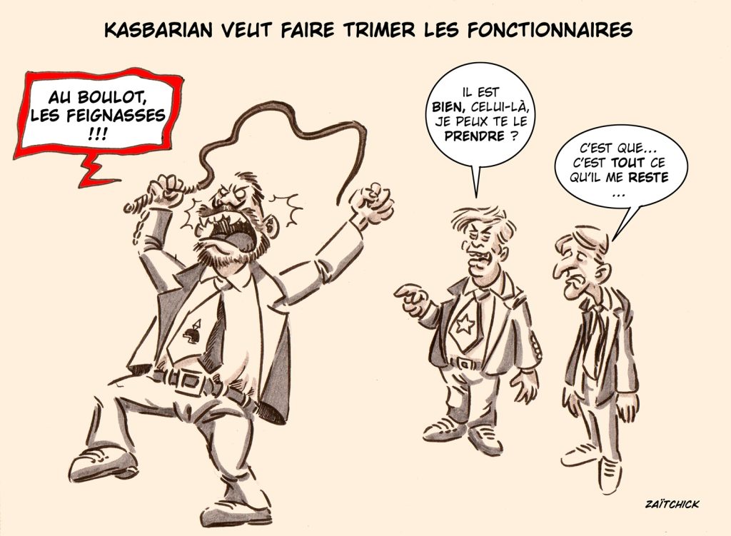 dessin presse humour Guillaume Kasbarian image drôle travail fonctionnaires