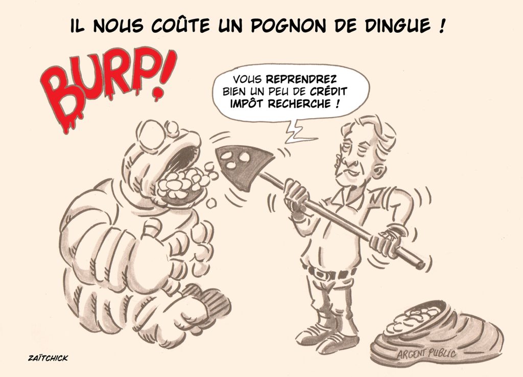 dessin presse humour fermeture usines Michelin image drôle subventions argent public