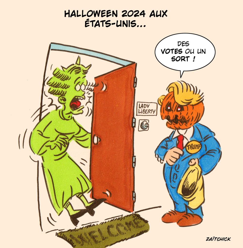 dessin presse humour Halloween Donald Trump image drôle élection présidentielle États-Unis