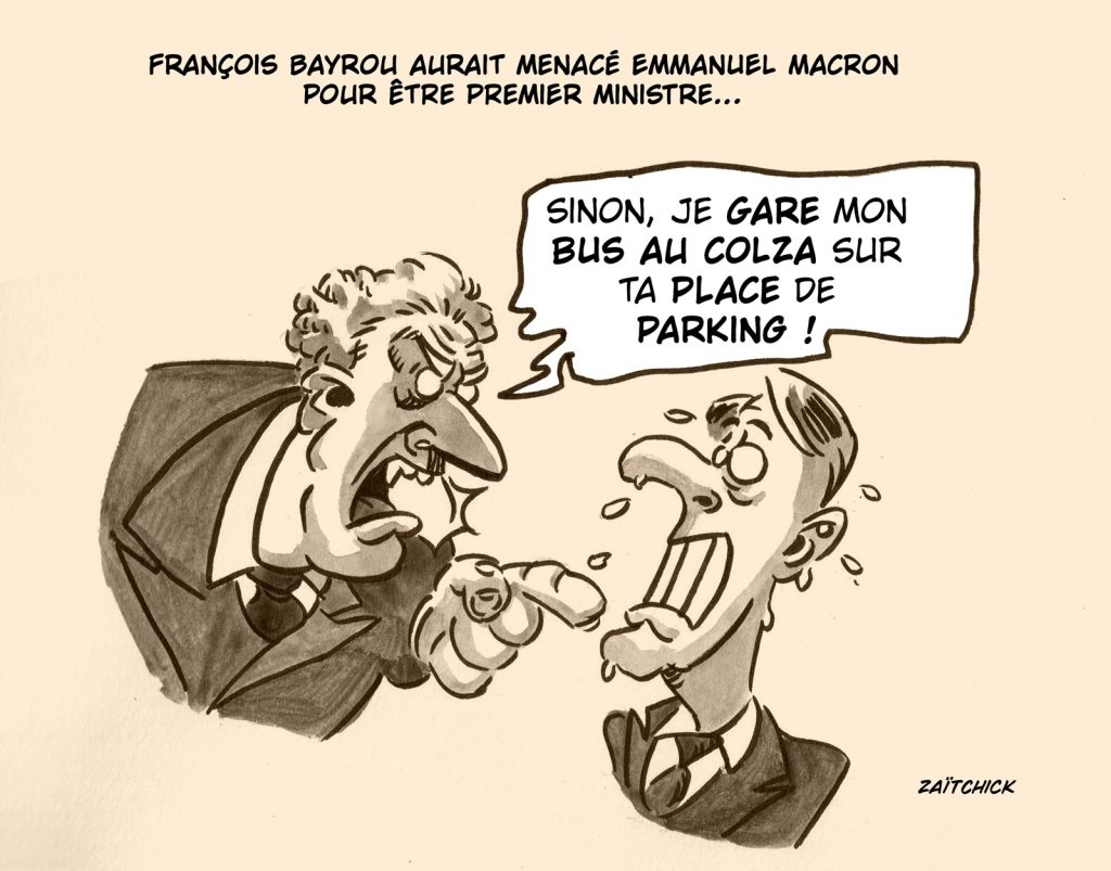 dessin presse humour Emmanuel Macron image drôle nomination François Bayrou