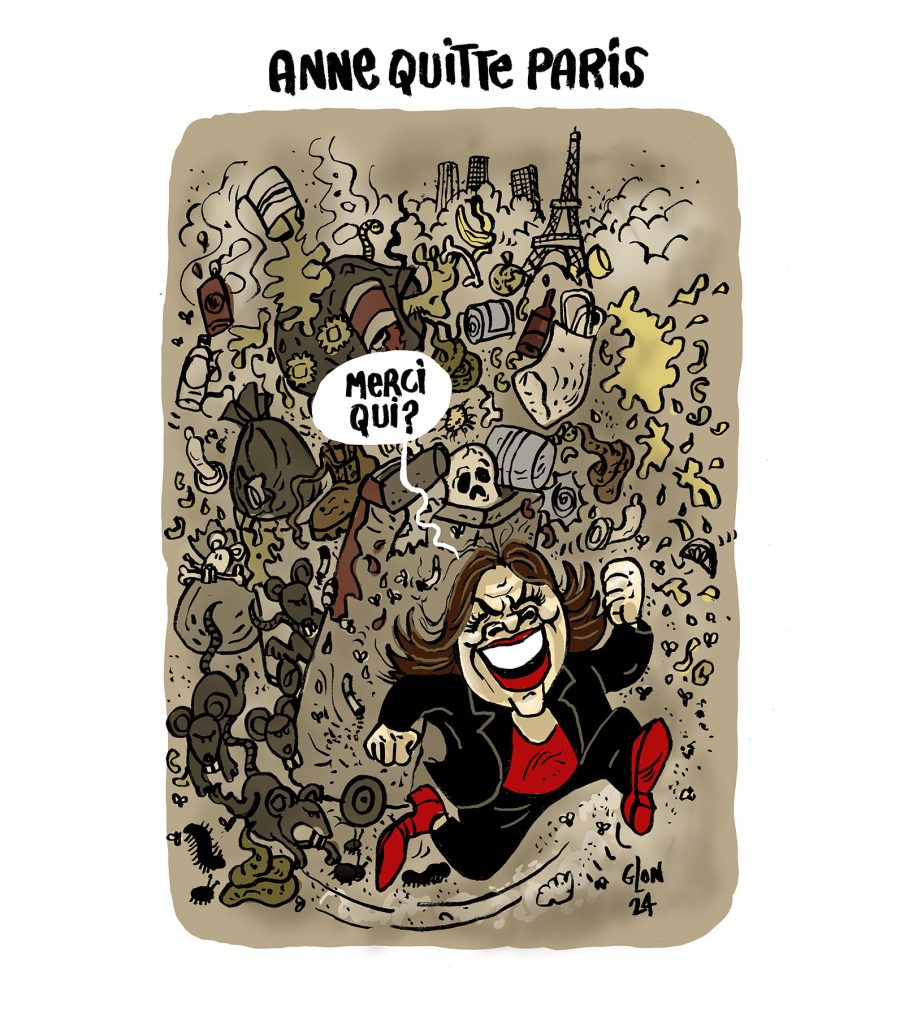 dessin presse humour départ Anne Hidalgo image drôle mairie Paris