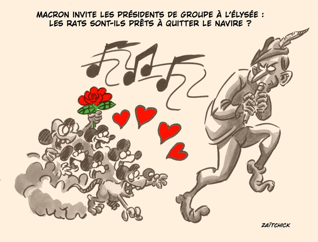 dessin presse humour Emmanuel Macron image drôle président groupe Élysée