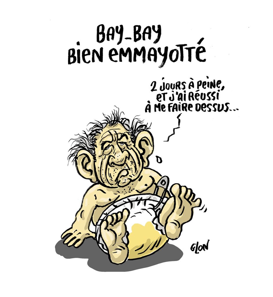 dessin presse humour nomination François Bayrou image drôle cyclone Chido Mayotte