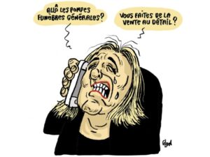 dessin presse humour Marine Le Pen image drôle mort Jean-Marie Le Pen