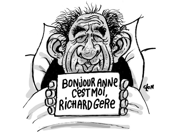 dessin presse humour François Bayrou image drôle arnaque Brad Pitt