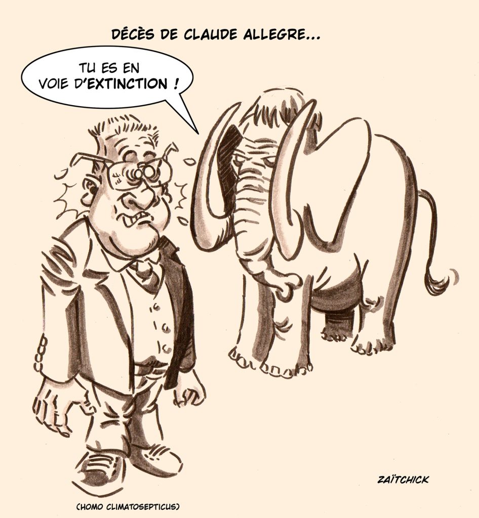 dessin presse humour mammouth image drôle décès Claude Allègre