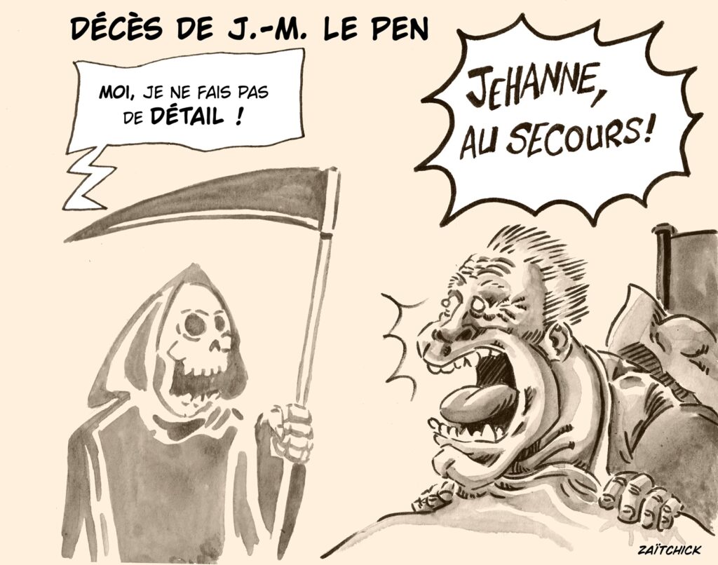 dessin presse humour mort image drôle Jean-Marie Le Pen