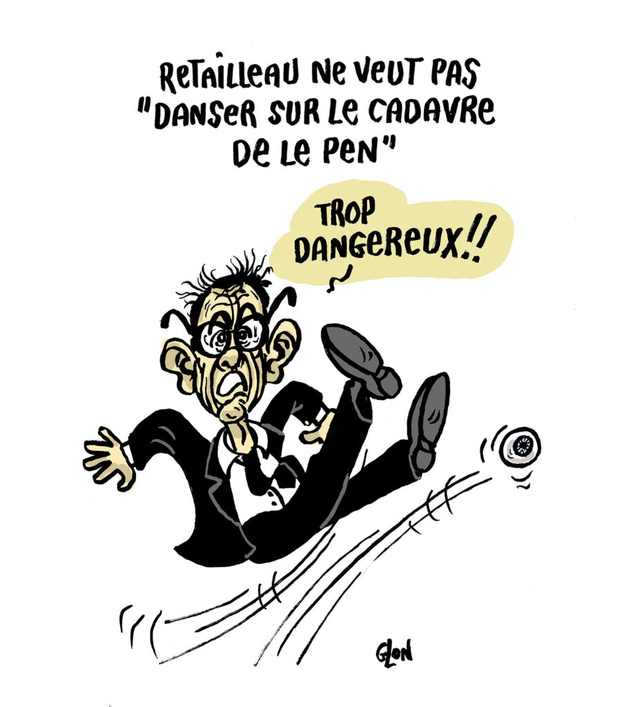 dessin presse humour Bruno Retailleau image drôle mort Jean-Marie Le Pen