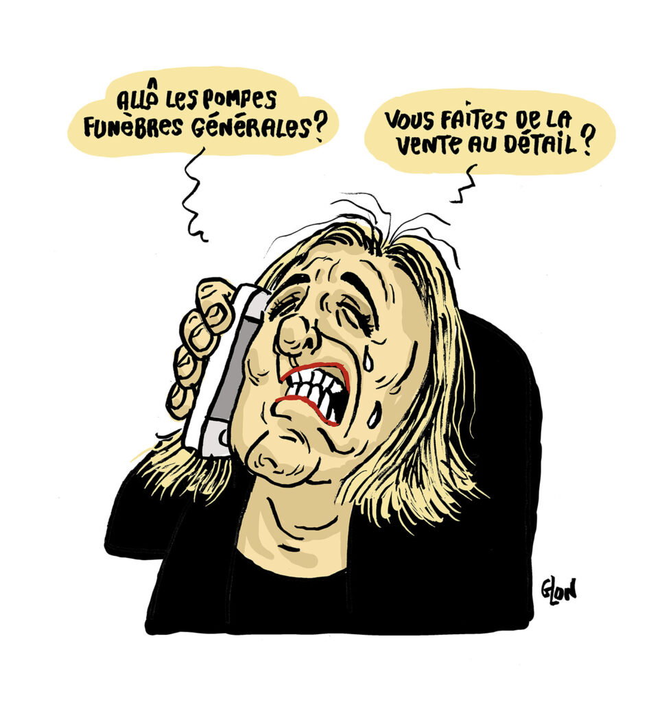 dessin presse humour Marine Le Pen image drôle mort Jean-Marie Le Pen