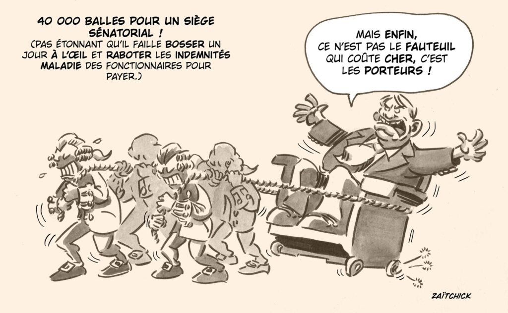 dessin presse humour Gérard Larcher image drôle fauteuil hors de prix