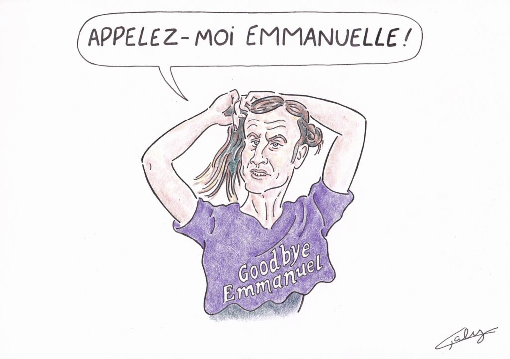 dessin presse humour Emmanuel Macron image drôle changement de sexe