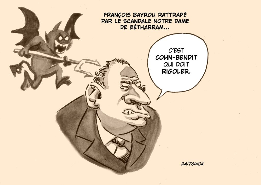 dessin presse humour François Bayrou image drôle scandale Notre-Dame de Bétharram