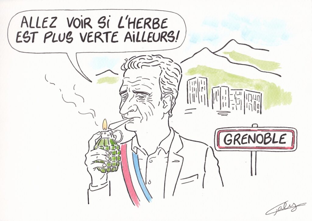 dessin presse humour Éric Piolle image drôle attaque grenade Grenoble