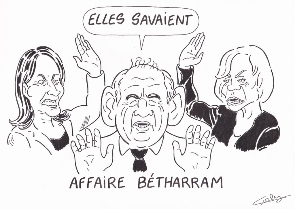 dessin presse humour François Bayrou affaire Bétharram image drôle Élisabeth Guigou Ségolène Royal